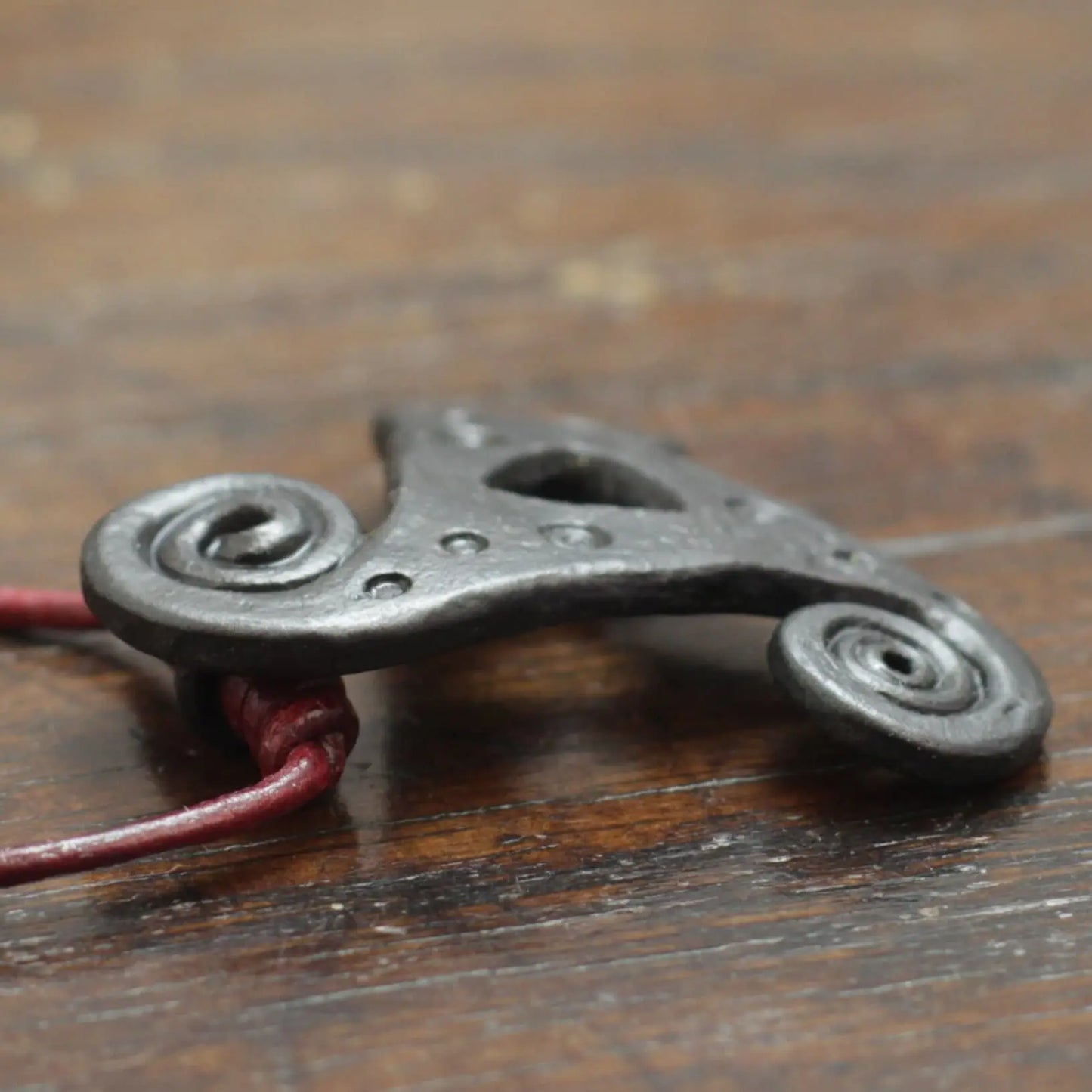 Large IronTriskele Pendant Necklace. Adjustable hand forged pure iron triskelion necklace. Celtic iron wedding anniversary gift. One off.