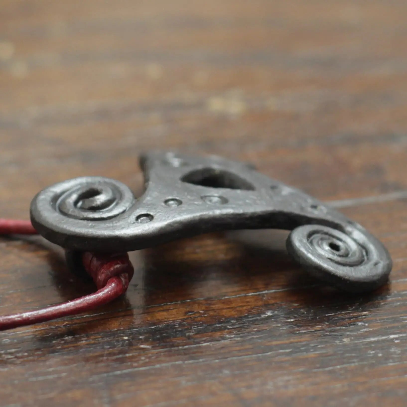 Large IronTriskele Pendant Necklace. Adjustable hand forged pure iron triskelion necklace. Celtic iron wedding anniversary gift. One off.