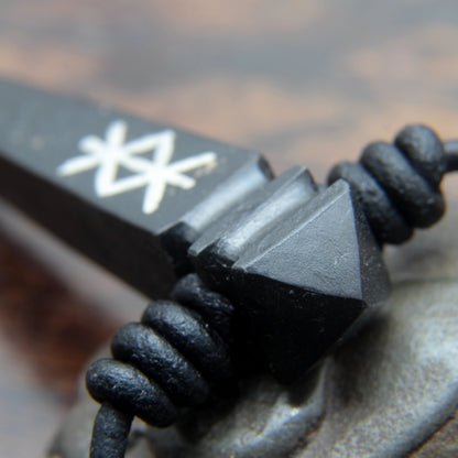Custom Silver Inlaid Rune Iron Nail Pendant