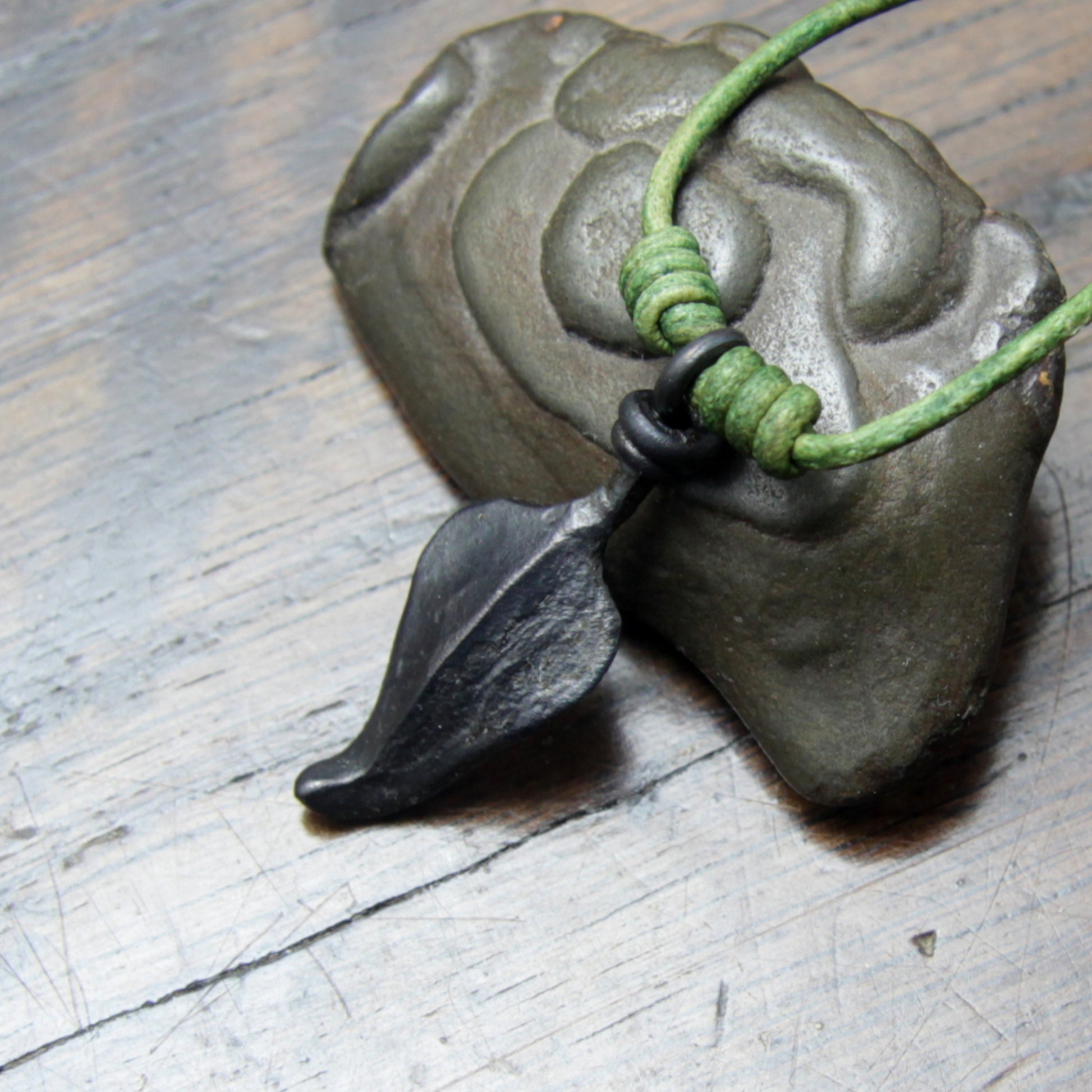 Small forged Iron Leaf Pendant Taitaya Forge