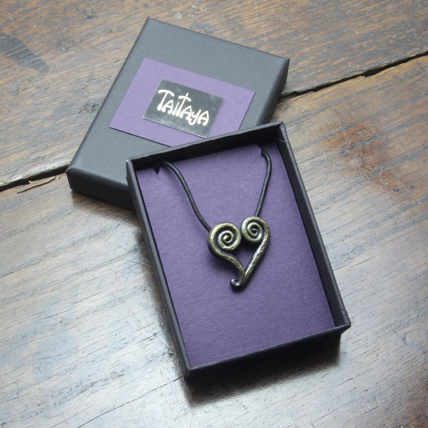 Forged iron heart pendant, 6th iron anniversary gift Taitaya Forge