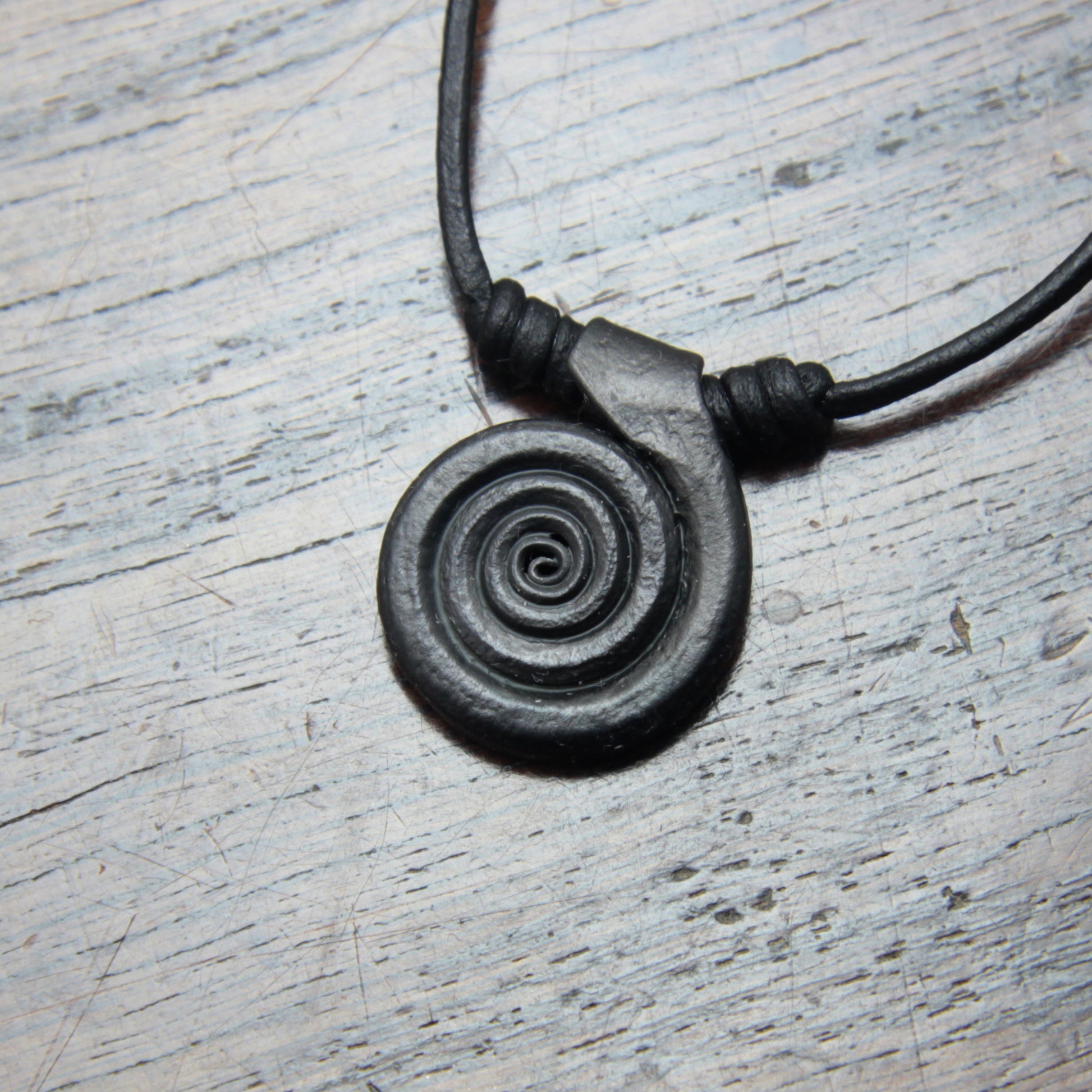 Forged Pure Iron Spiral Pendant Taitaya Forge