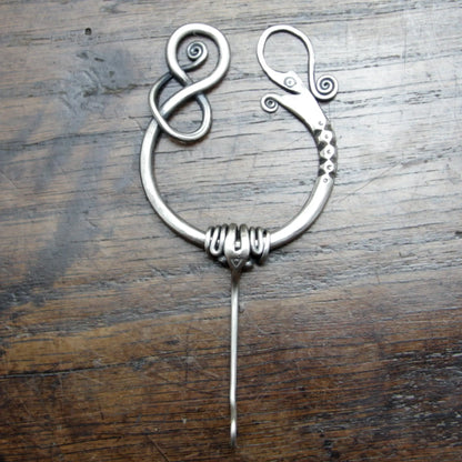 Silver Viking Dragon Pennanular Brooch Taitaya Forge