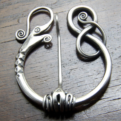 Silver Viking Dragon Pennanular Brooch Taitaya Forge
