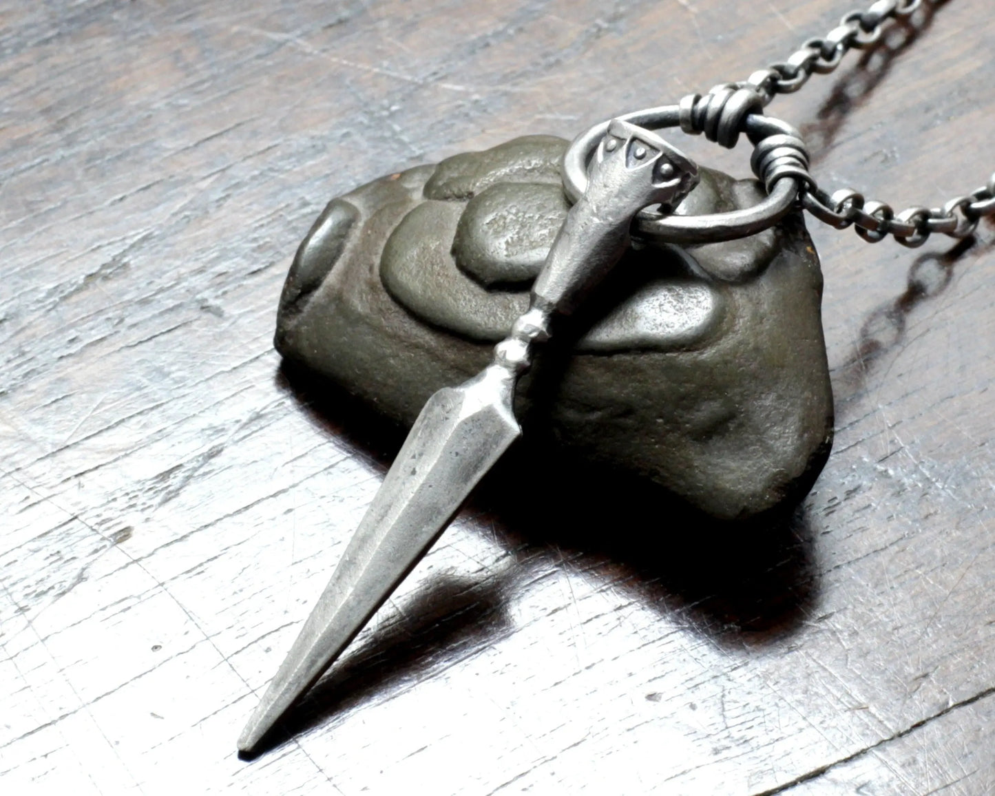 Silver Viking Spear Head Pendant, Hand forged unique Gungnir pendant traditionally hand made out of solid Sterling Silver, 925