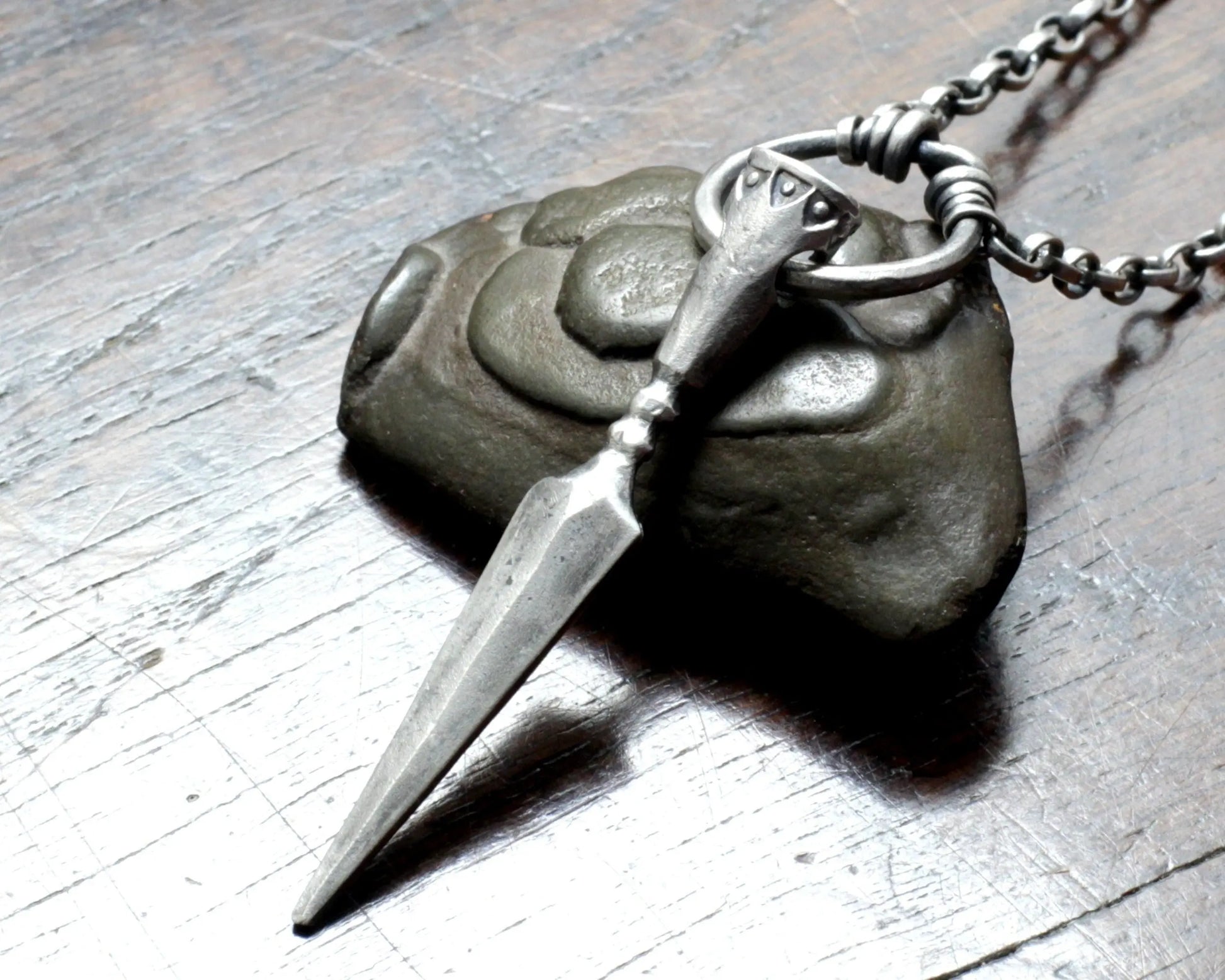 Silver Viking Spear Head Pendant, Hand forged unique Gungnir pendant traditionally hand made out of solid Sterling Silver, 925