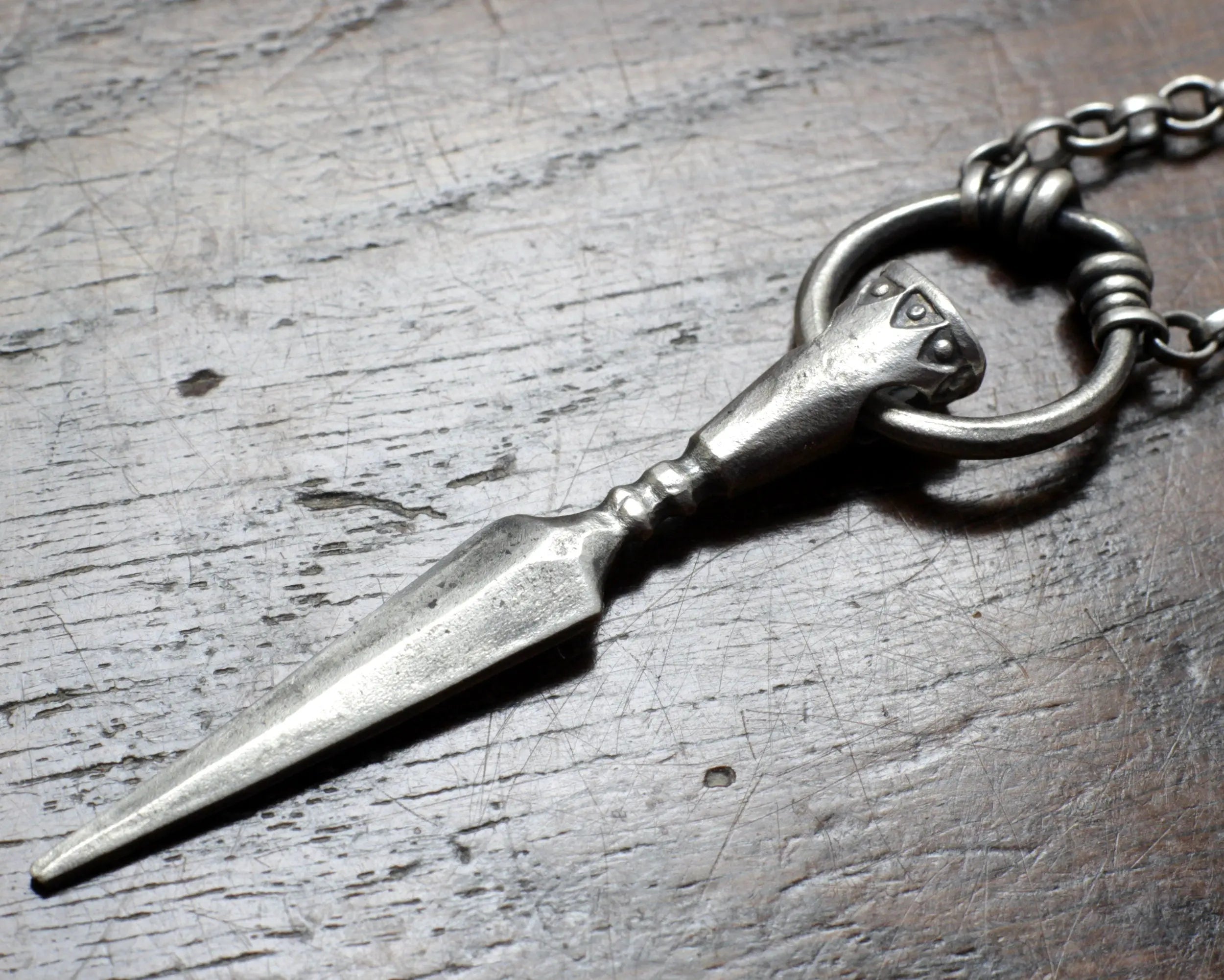 Silver Viking Spear Head Pendant, Hand forged unique Gungnir pendant traditionally hand made out of solid Sterling Silver, 925