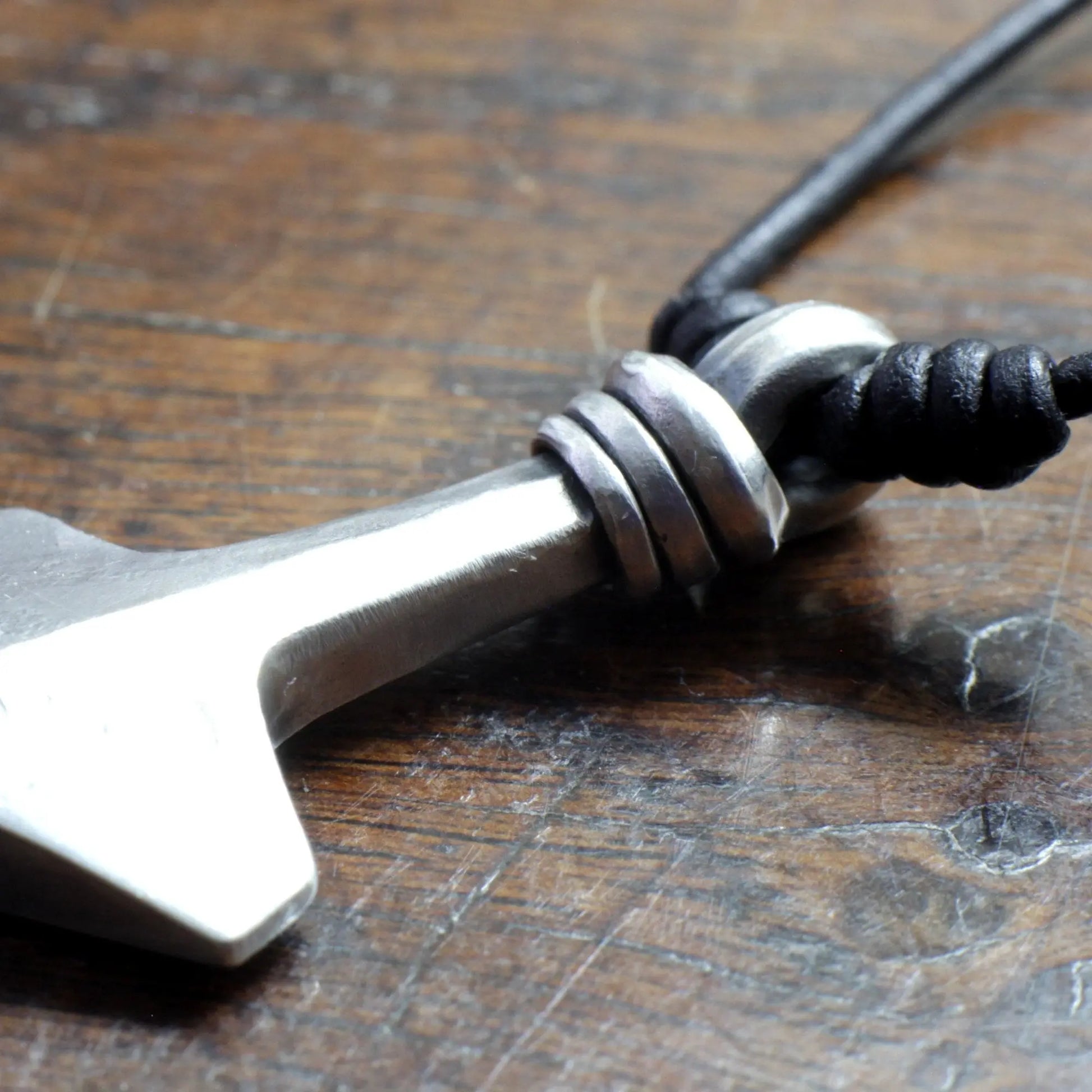 Small Contemporary Forged Silver Thor's Hammer