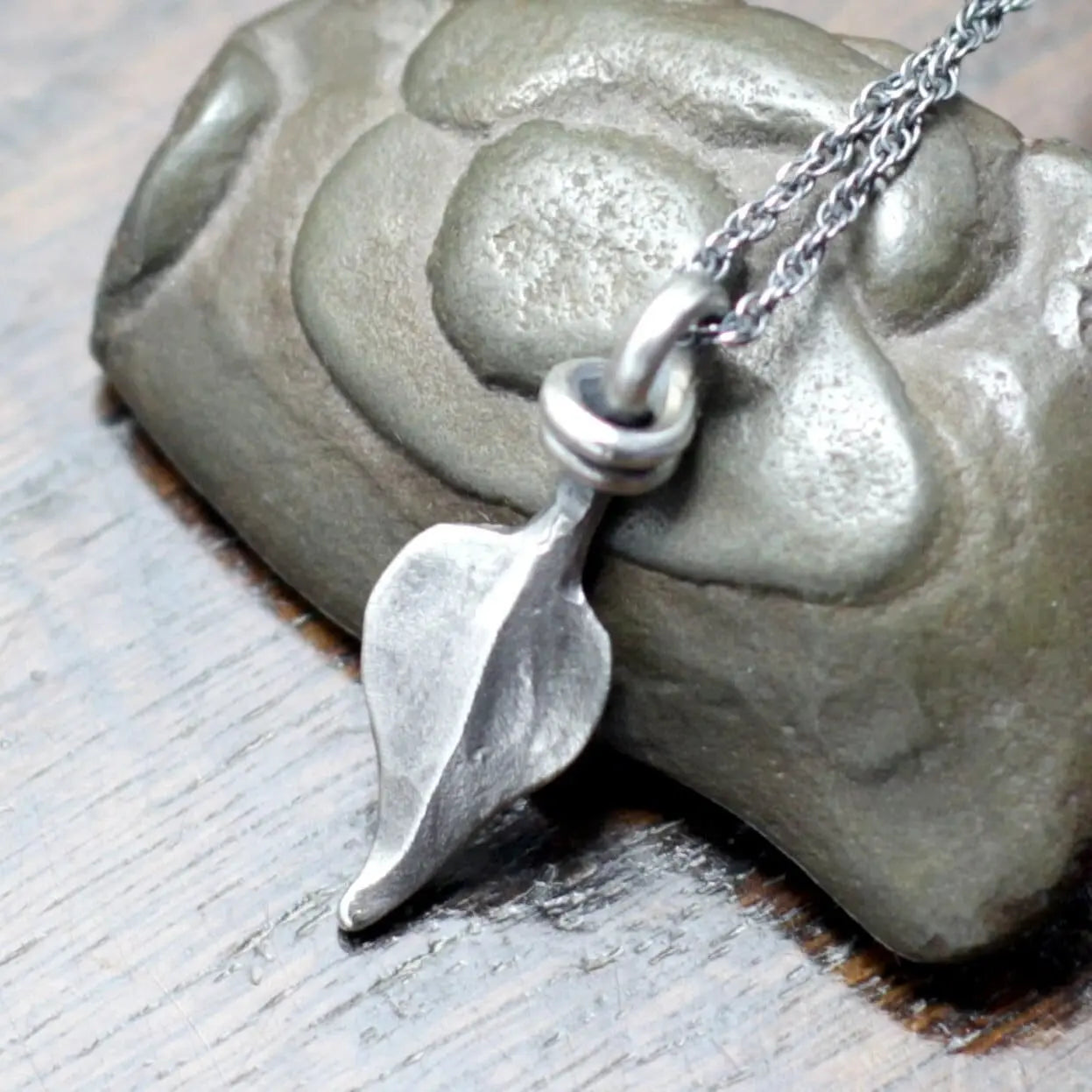 Small Hand forged Sterling Silver Leaf Pendant