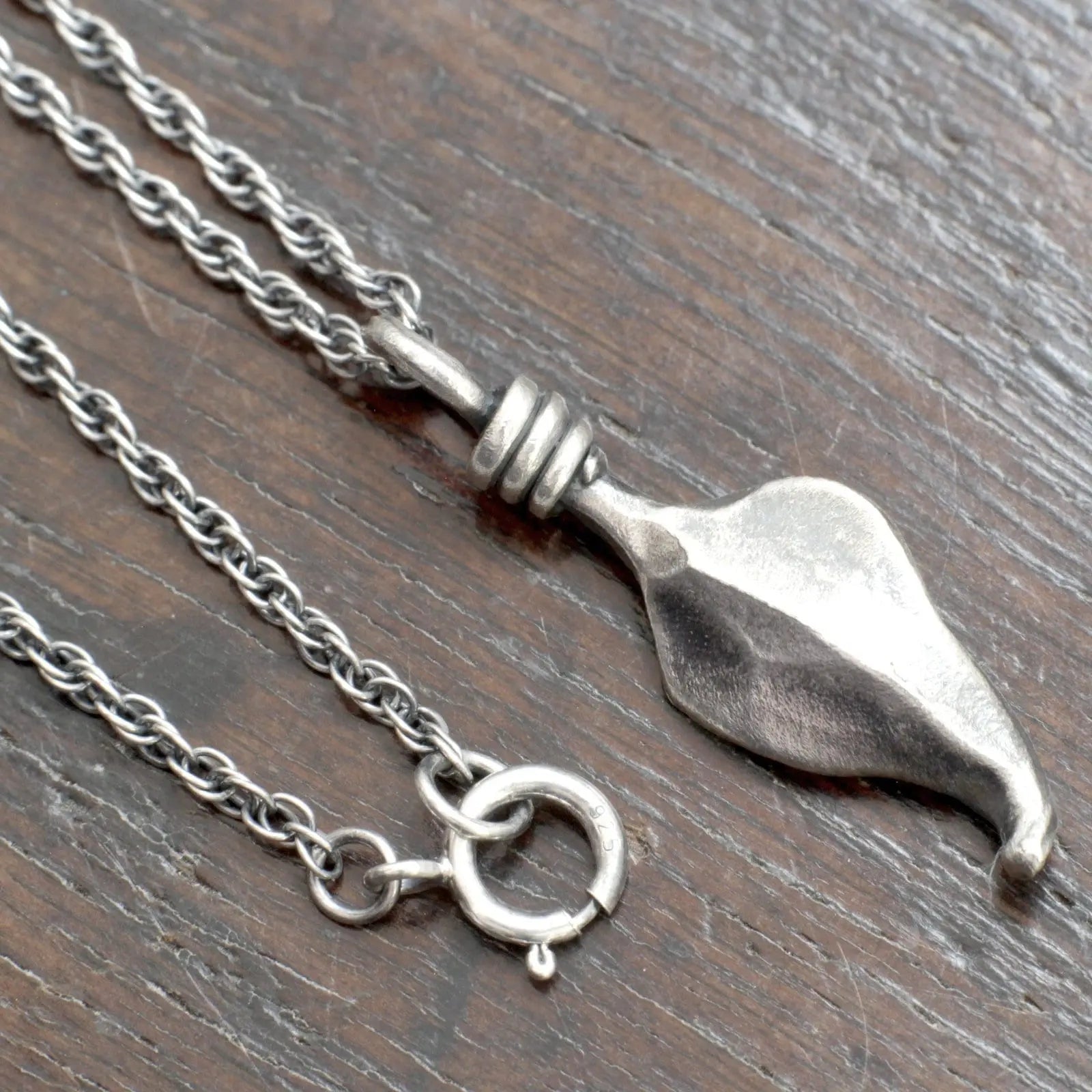 Small Hand forged Sterling Silver Leaf Pendant