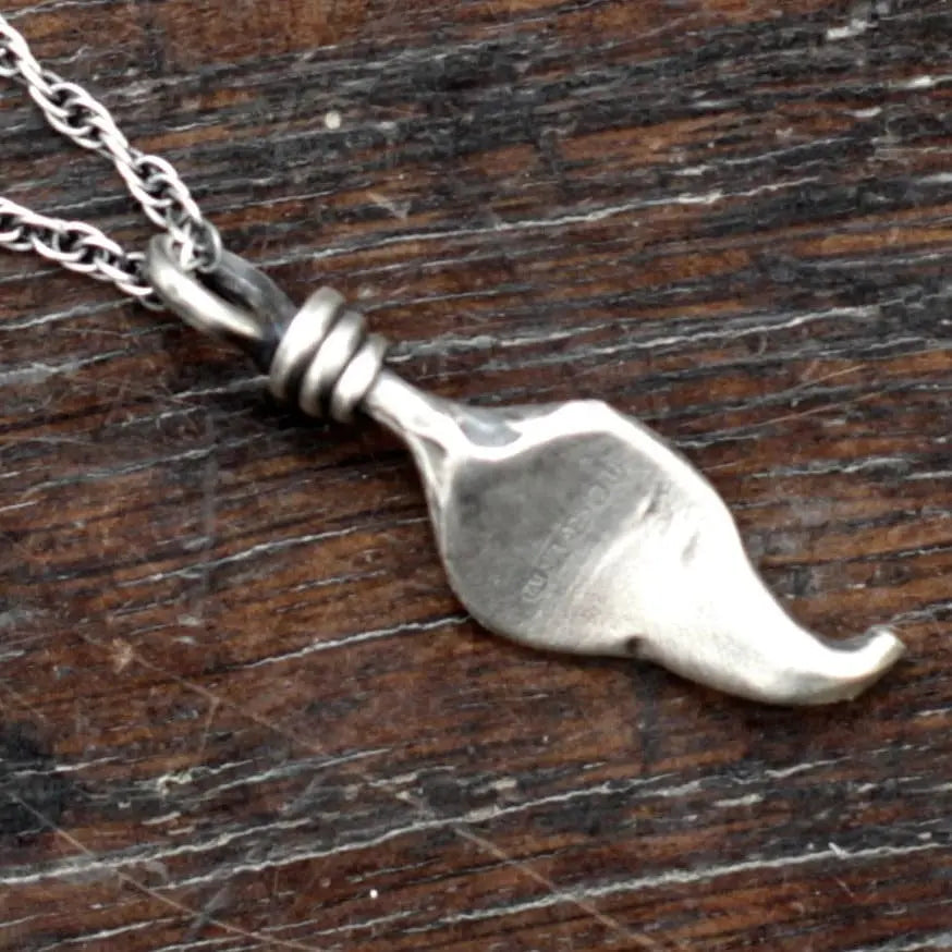 Small Hand forged Sterling Silver Leaf Pendant