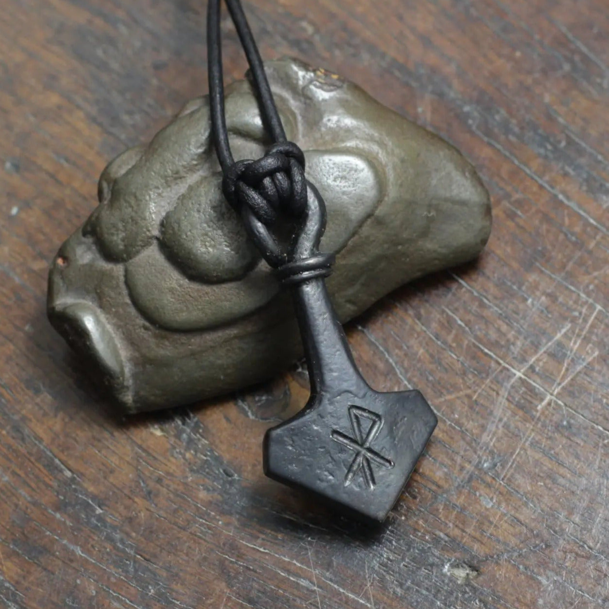 Small Iron Mjolnir pendant Taitaya Forge