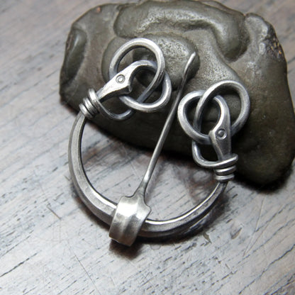 Small Silver Viking Twin Raven Pennanular Brooch Taitaya Forge
