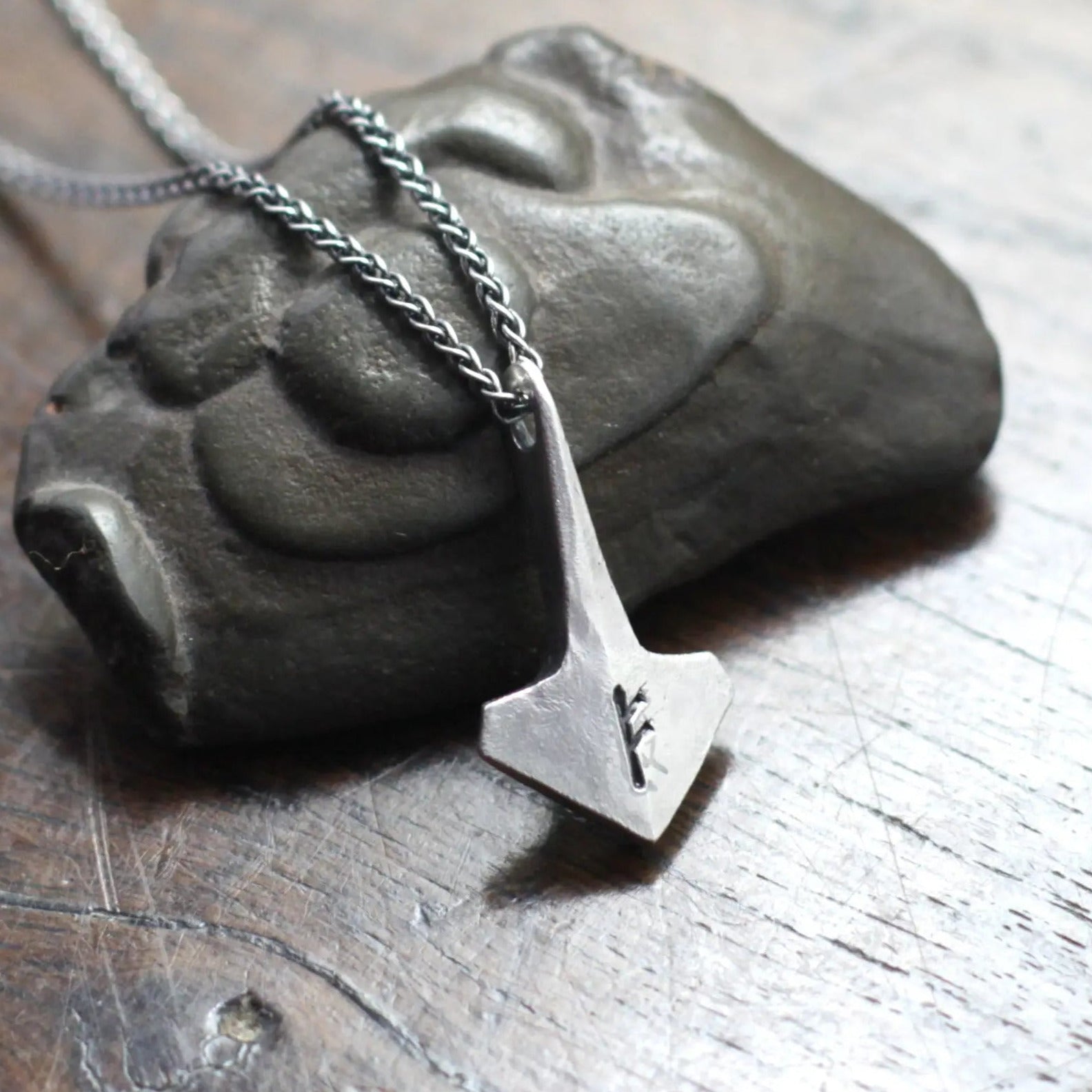 Small minimalist sterling silver Mjolnir Taitaya Forge