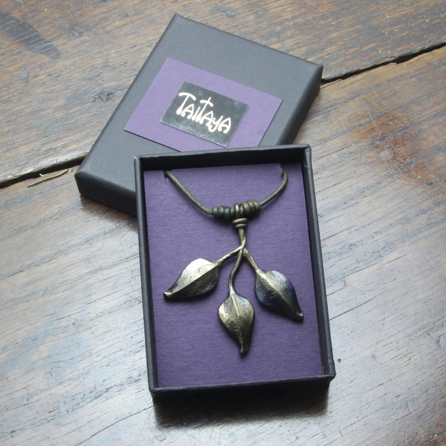 Iron leaf pendant necklace Taitaya Forge