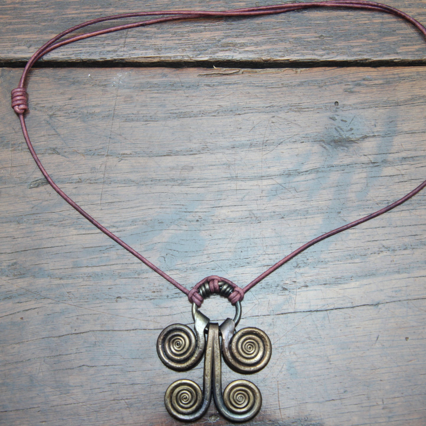 Vellamo Necklace, Finnish Goddess of Water, Forged iron Spiral Pendant