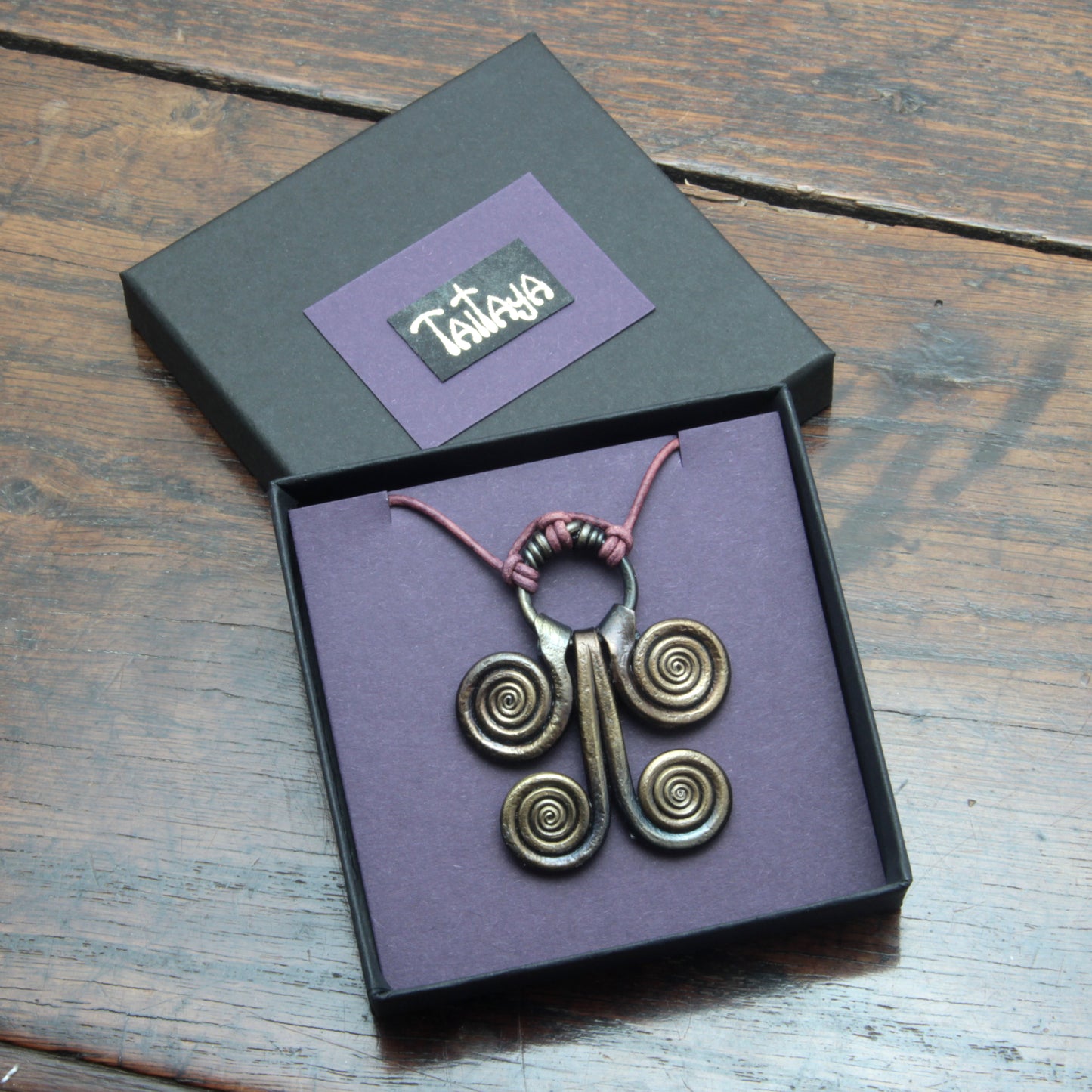 Vellamo Necklace, Finnish Goddess of Water, Forged iron Spiral Pendant