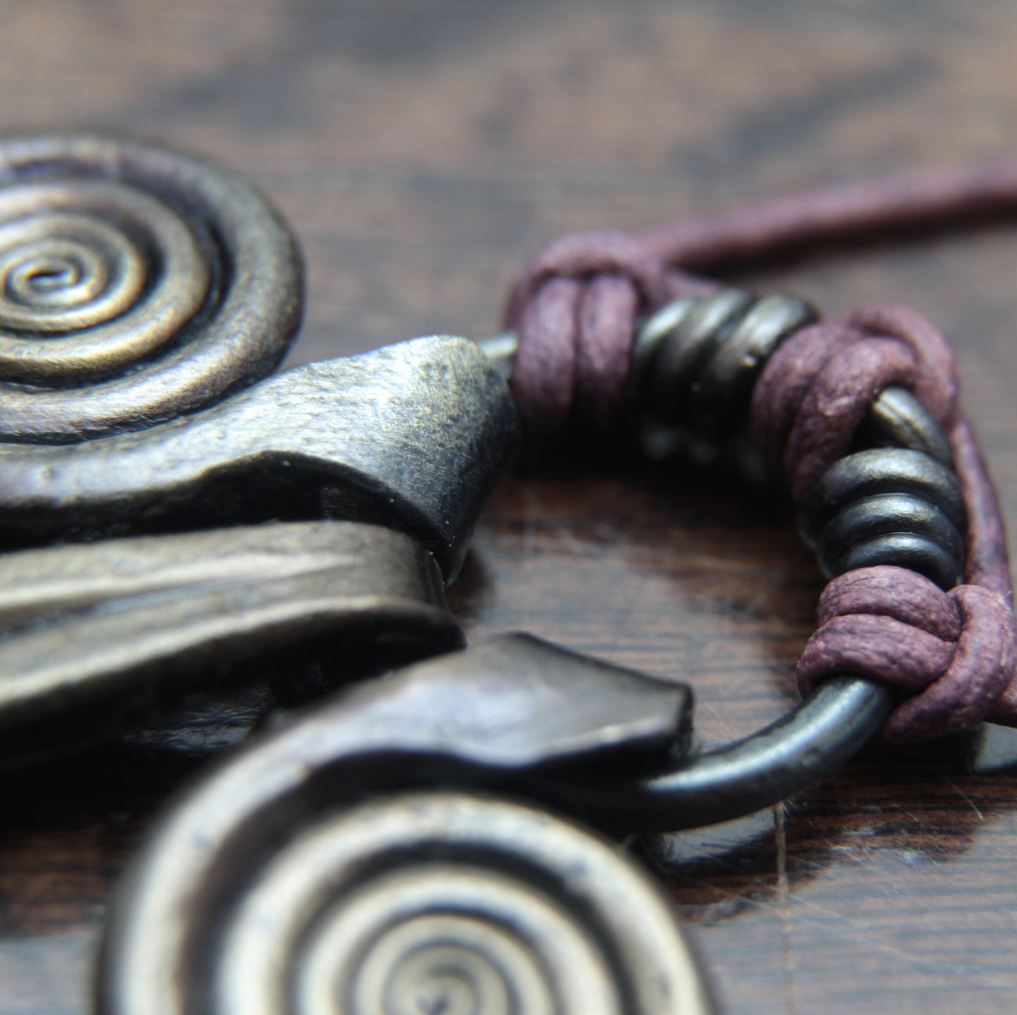 Vellamo Necklace, Finnish Goddess of Water, Forged iron Spiral Pendant