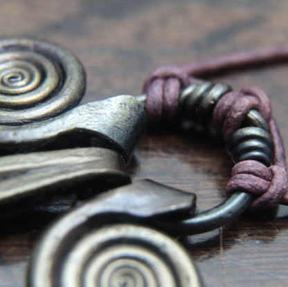 Vellamo Necklace, Finnish Goddess of Water, Forged iron Spiral Pendant