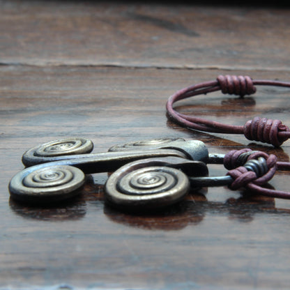 Vellamo Necklace, Finnish Goddess of Water, Forged iron Spiral Pendant