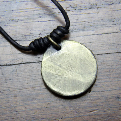 Valknut Hrungnir's Heart Iron Coin Necklace. Norse Viking style medallion pendant that can be personalised with silver inlay or an engraving