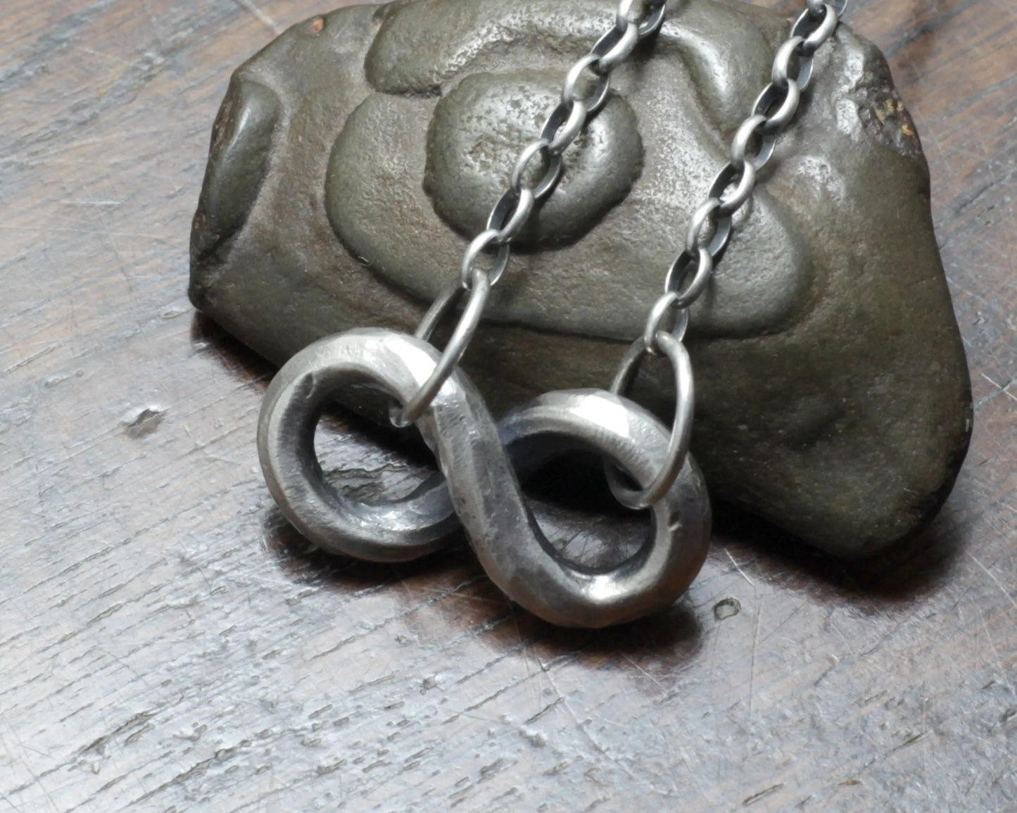Wrought Silver Infinity Pendant Necklace