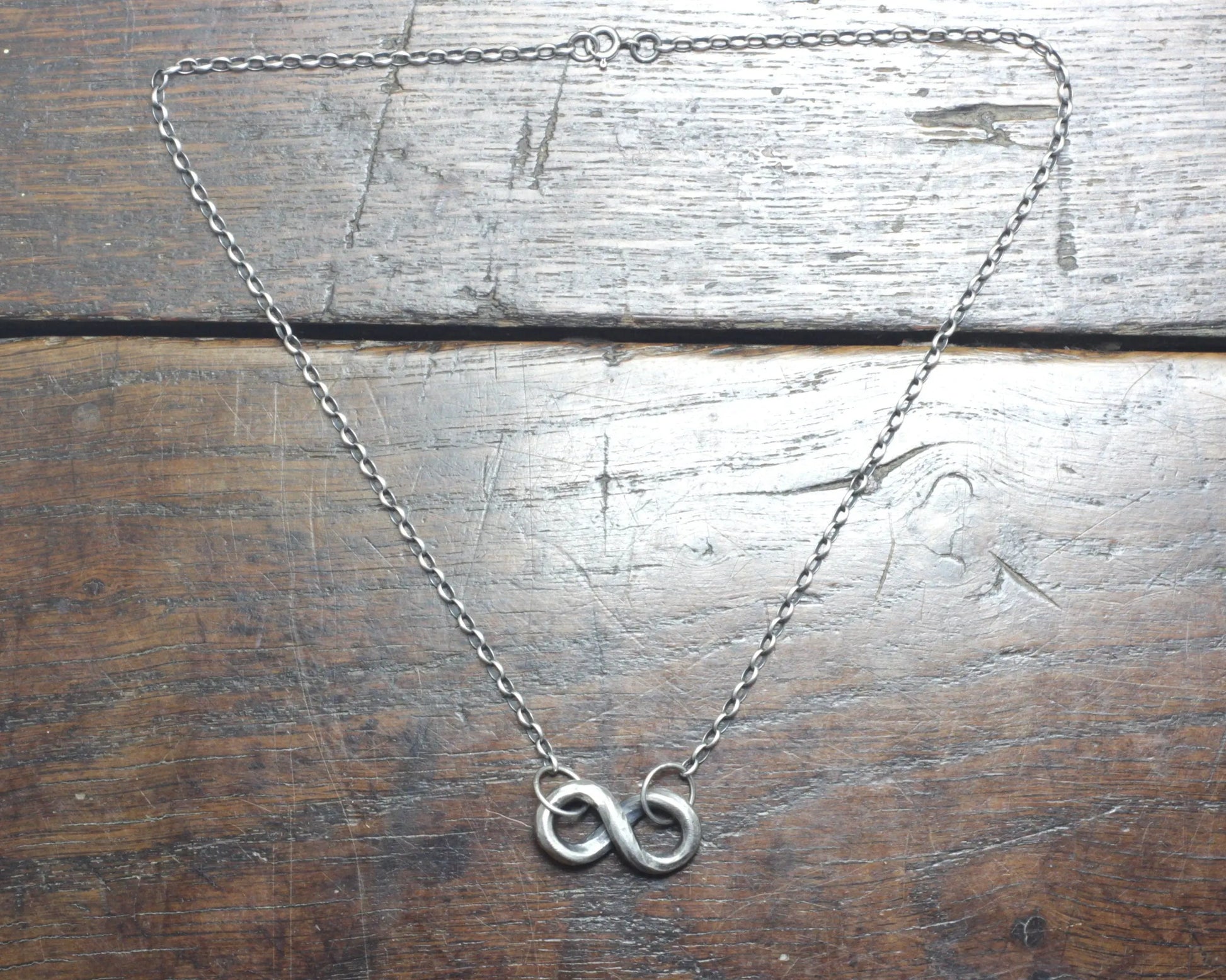 Wrought Silver Infinity Pendant Necklace