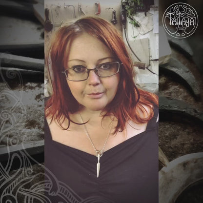 Video of the Silver spear necklace being worn by the maker