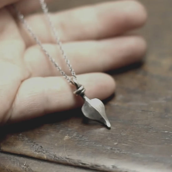 Small Hand forged Sterling Silver Leaf Pendant