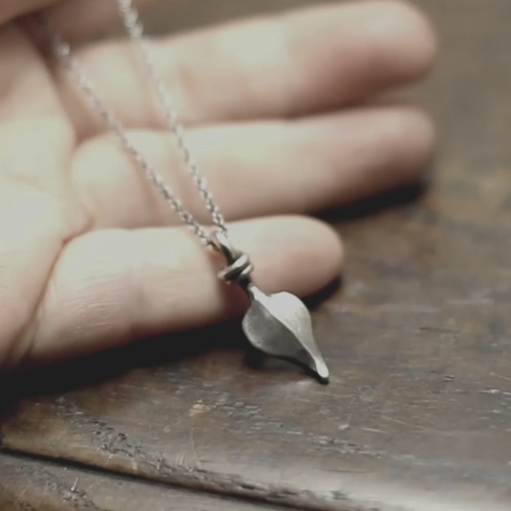 Small Hand forged Sterling Silver Leaf Pendant