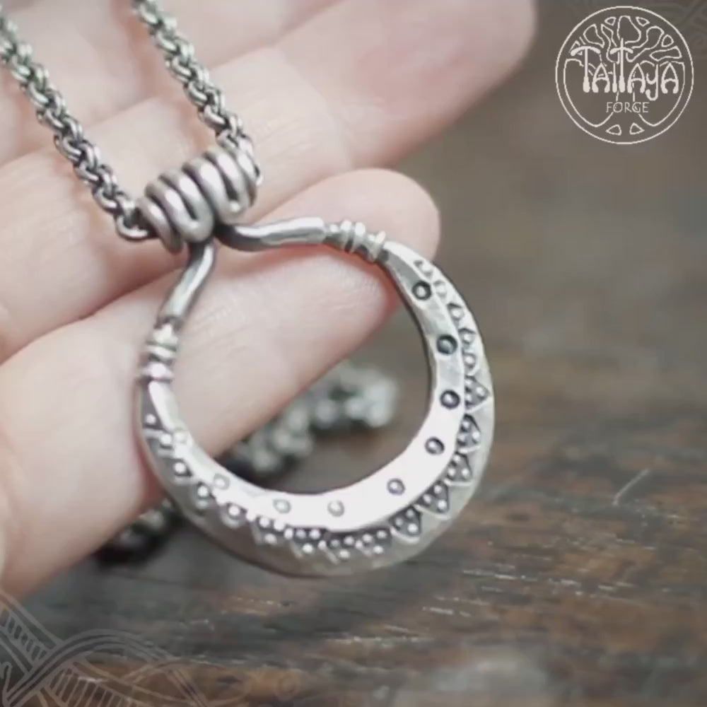 Forged Silver Moon Necklace