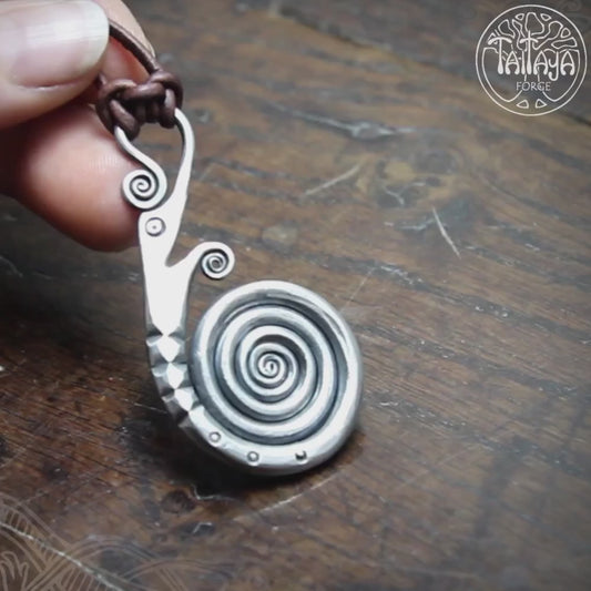 Forged Silver Viking Dragon Pendant