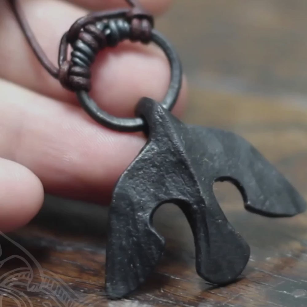 Forged Iron Raven Pendant, hand made by Marleena Barran, Taitaya Forge, UK