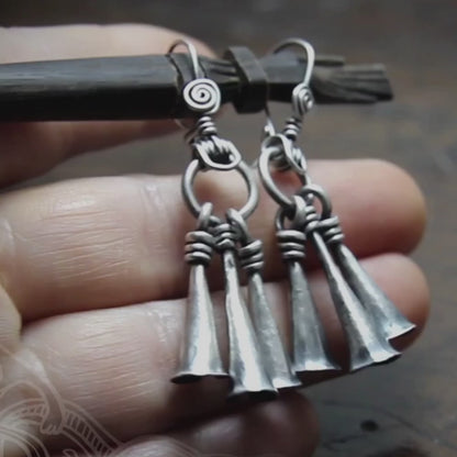 Silver Bell Amulet Chime Earrings