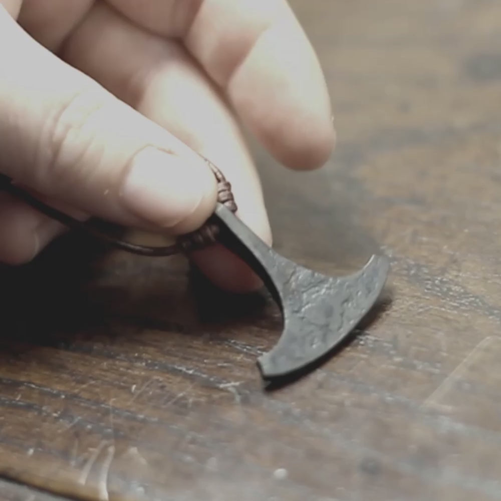 Small Hand forged Ukonvasara pendant, made by blacksmith M.Barran, Taitaya Forge, UK