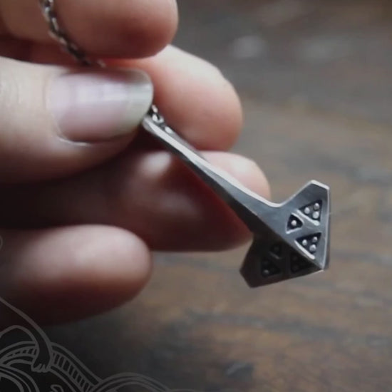 Small decorated Forged Silver Thors hammer pendant