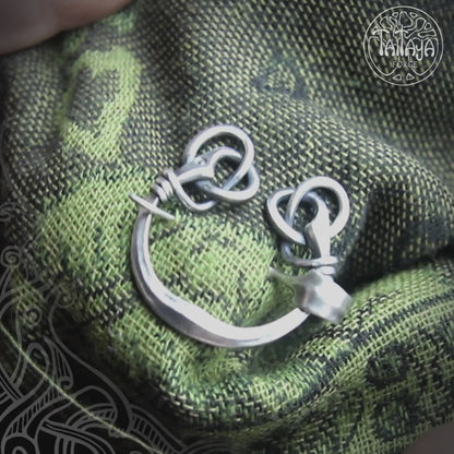 Small Silver Viking Twin Raven Pennanular Brooch