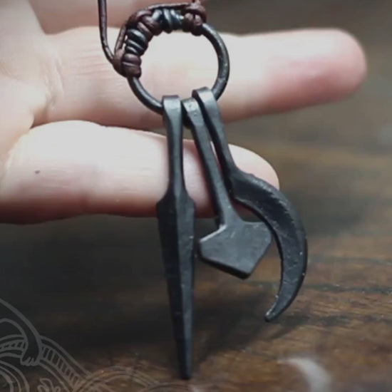 Uppsala Temple Inspired amulet ring pendant for Odin, Thor and Freyr, made by M.Barran at Taitaya Forge UK