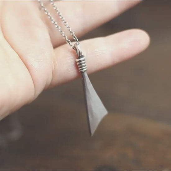 Forged Silver Triangle Necklace with an optional engraving
