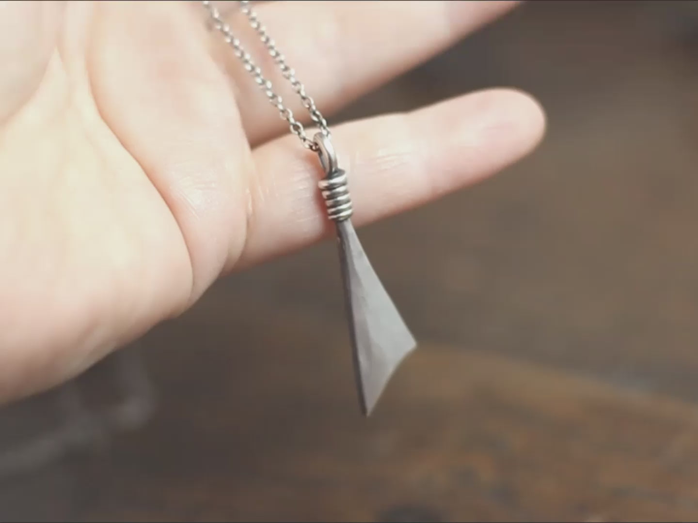 Forged Silver Triangle Necklace with an optional engraving