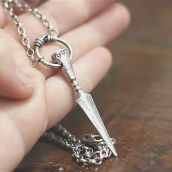 Hand forged Silver Viking spear necklace, by Marleena Barran from Taitaya Forge