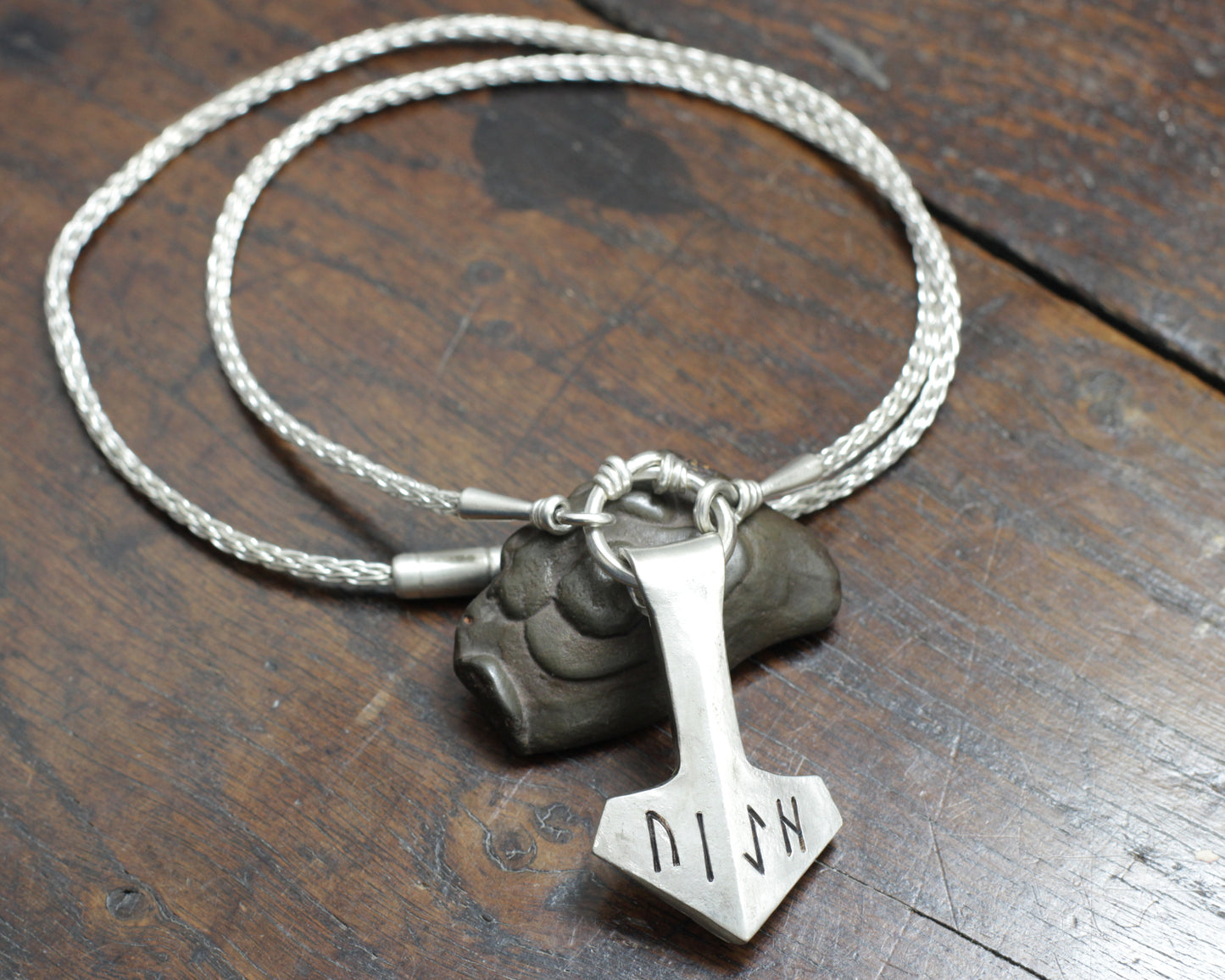 Large Forged Silver Thor's hammer Necklace, Reserved