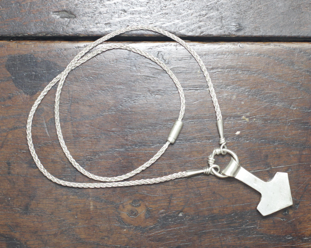 Large Forged Silver Thor's hammer Necklace, Reserved