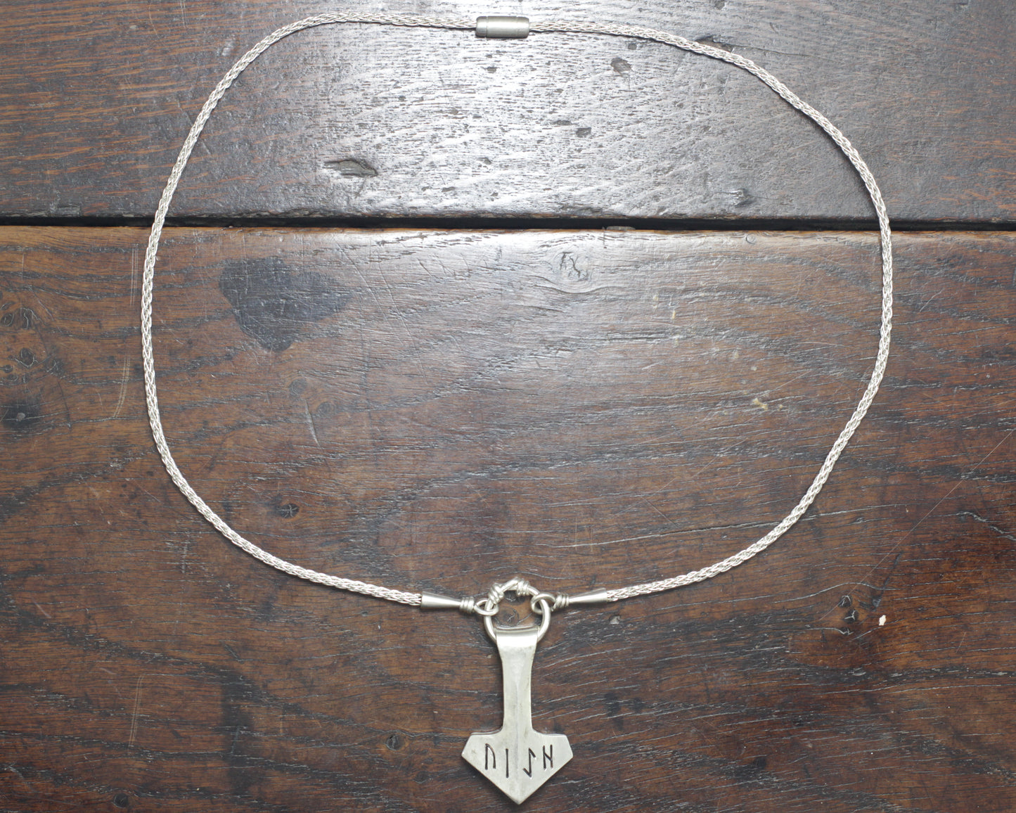 Large Forged Silver Thor's hammer Necklace, Reserved