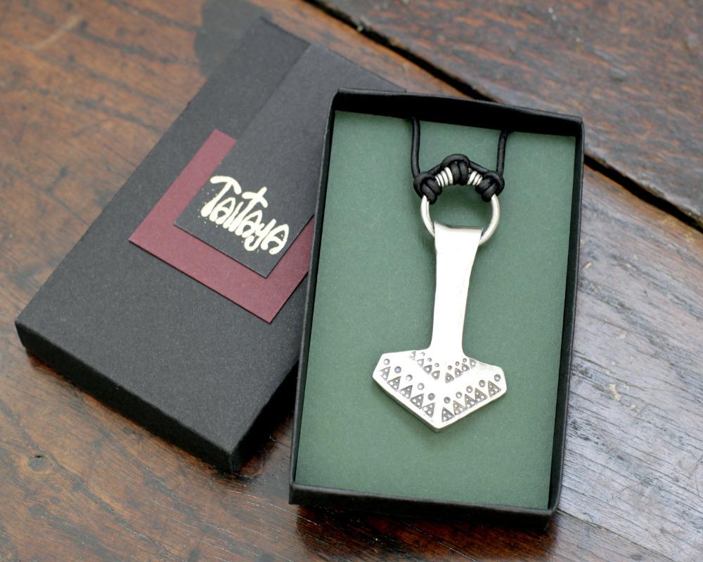 Large Forged Silver Thor's hammer Necklace