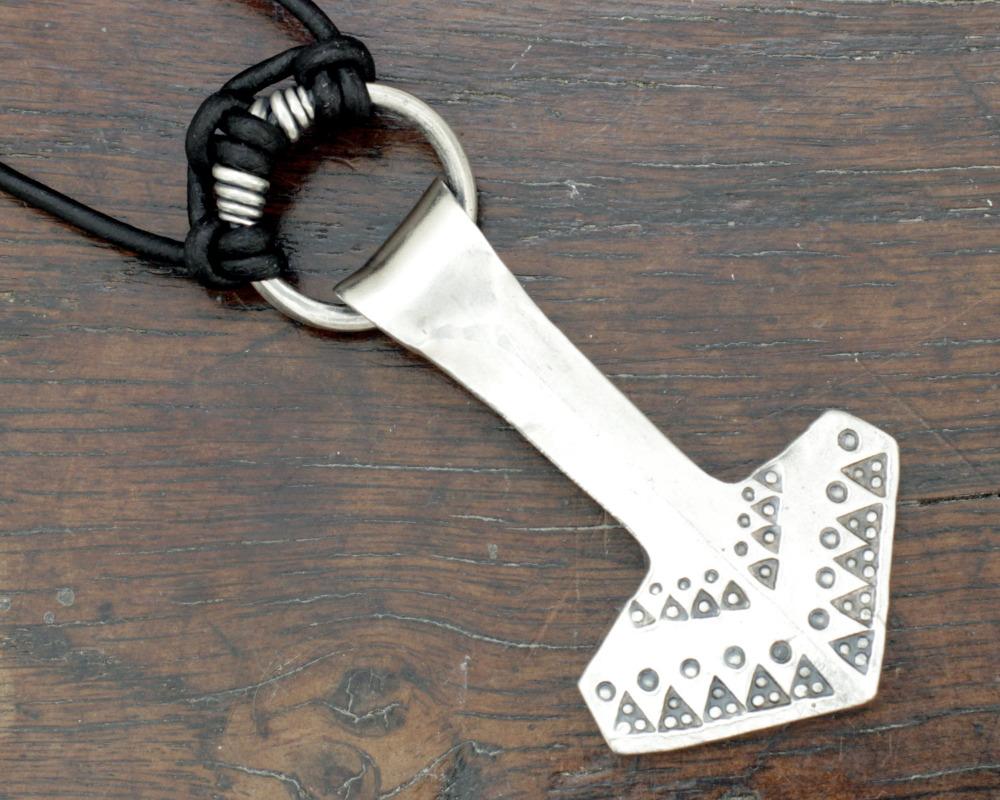 Large Forged Silver Thor's hammer Necklace