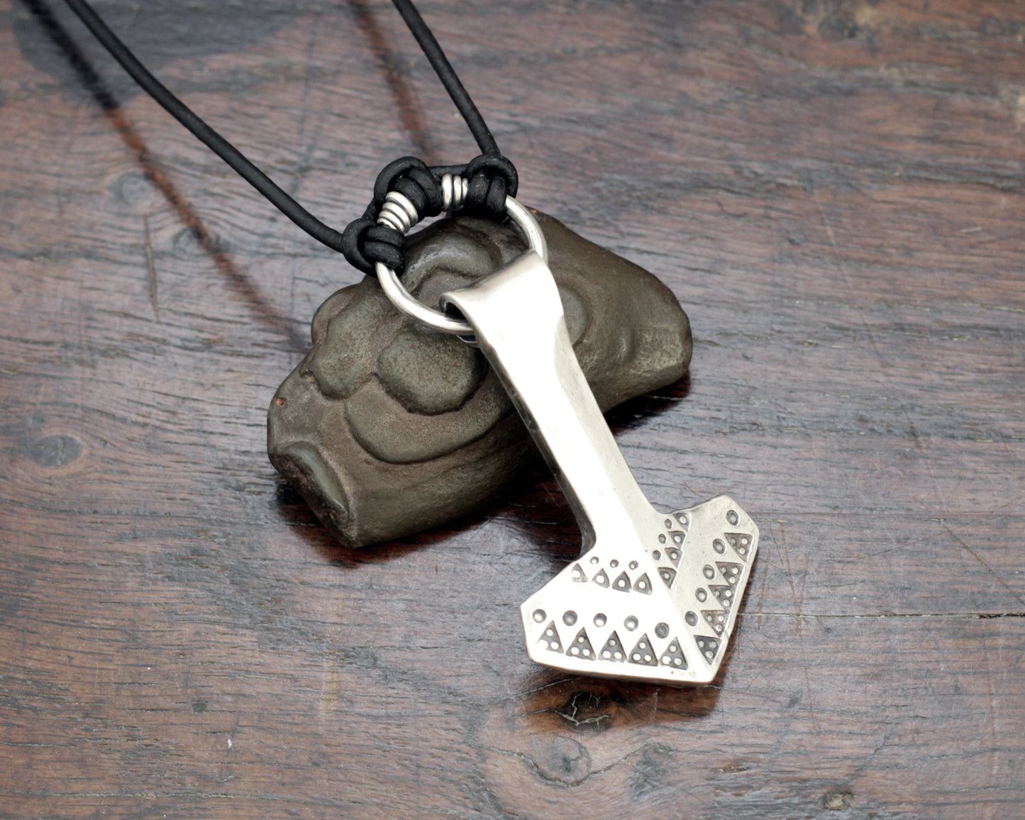 Large Forged Silver Thor's hammer Necklace