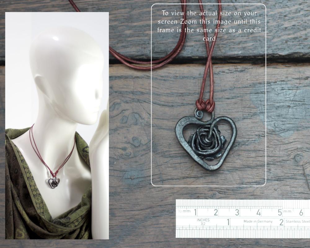 Iron Rose Heart Pendant