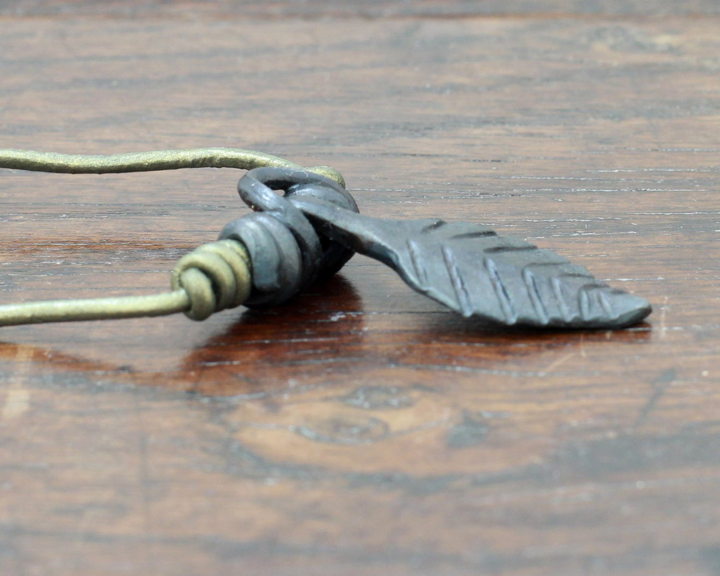 Forged Iron Black Leaf Pendant