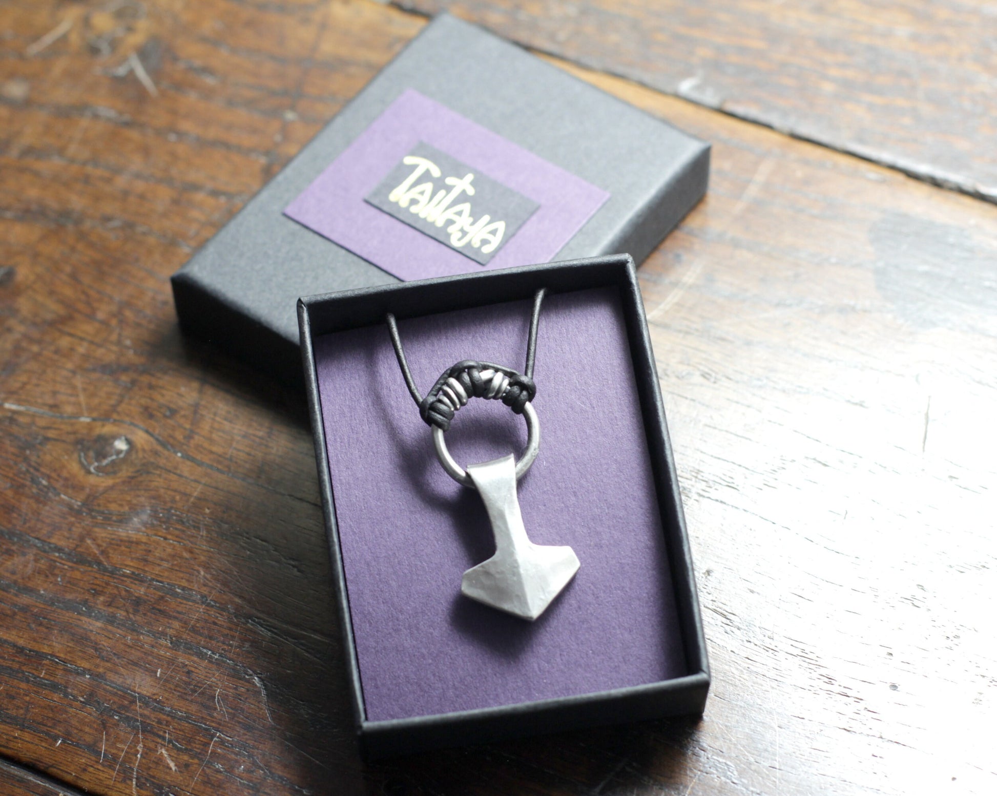 Small hot forged solid silver Thor's Hammer pendant by Marleena Barran, Taitaya Forge